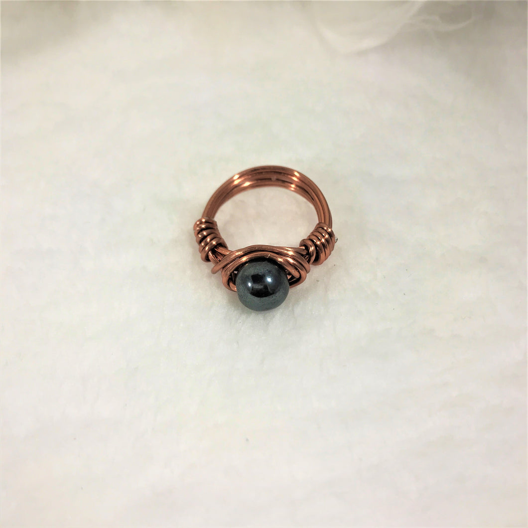 Hematite Wire Wrapped Rings