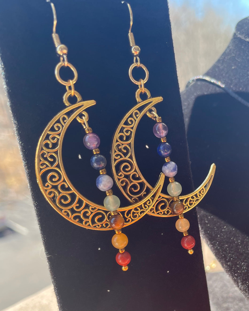 Chakra Crescent Moon Earrings