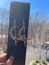 Load image into Gallery viewer, Chakra Crescent Moon Earrings
