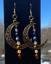 Load image into Gallery viewer, Chakra Crescent Moon Earrings
