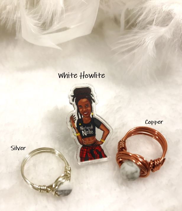 White Howlite Wire Wrapped Rings